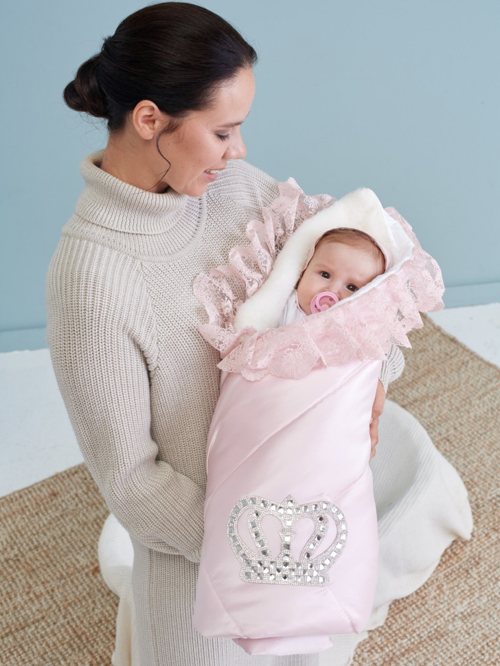 Зимний конверт на овчине Luxury Baby розовый фото 1 &mdash; МамаЭмма