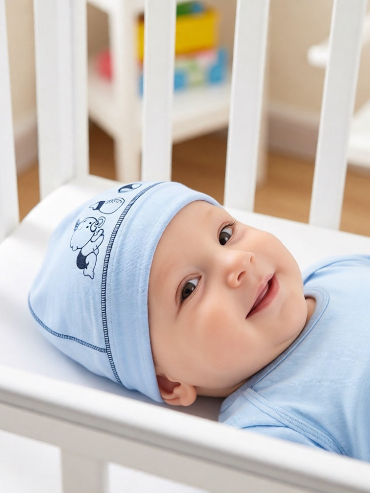 Шапка без завязок Baby для новорожденных, хлопок фото 1 &mdash; МамаЭмма